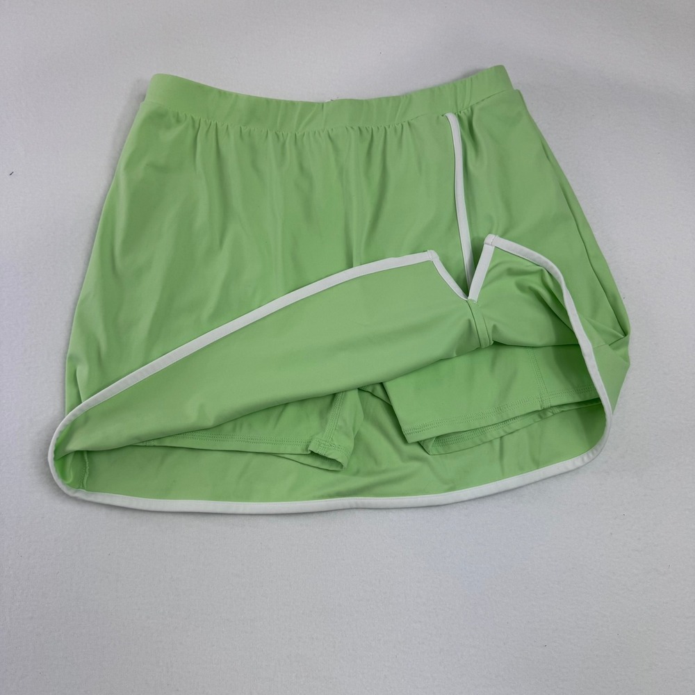 Zella Recess Lime Green Tennis Skort White Trim XL 14/16 Athletic Golf Skirt - Picture 4 of 6